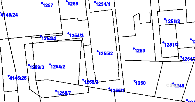 Parcela st. 1255/2 v KÚ Semily, Katastrální mapa