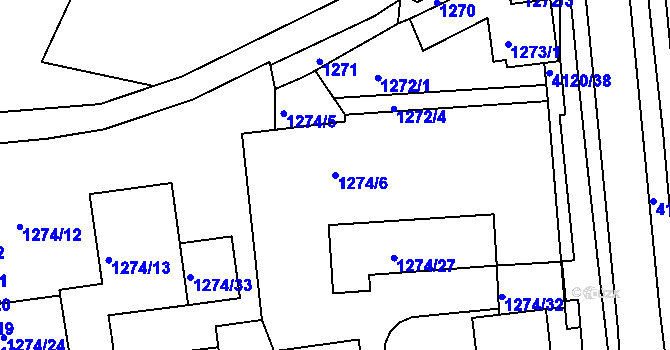 Parcela st. 1274/6 v KÚ Semily, Katastrální mapa