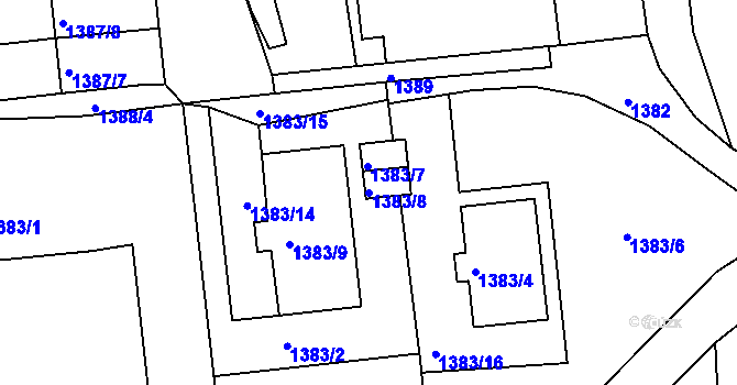 Parcela st. 1383/8 v KÚ Semily, Katastrální mapa
