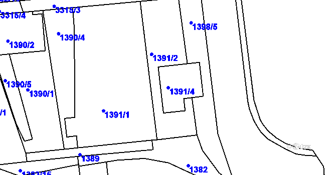 Parcela st. 1391/4 v KÚ Semily, Katastrální mapa