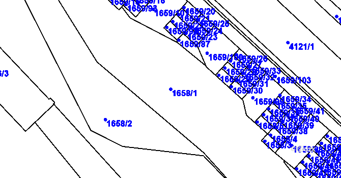 Parcela st. 1658/1 v KÚ Semily, Katastrální mapa