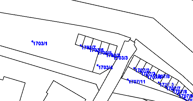 Parcela st. 1703/5 v KÚ Semily, Katastrální mapa