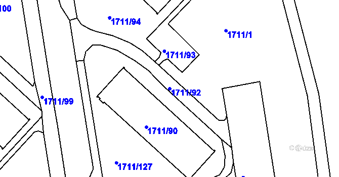 Parcela st. 1711/92 v KÚ Semily, Katastrální mapa