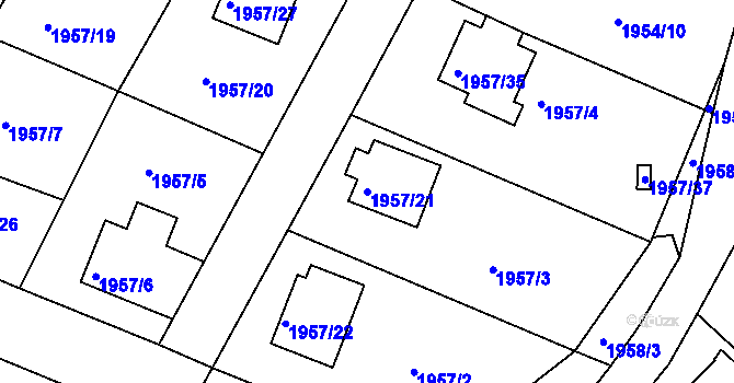 Parcela st. 1957/21 v KÚ Semily, Katastrální mapa