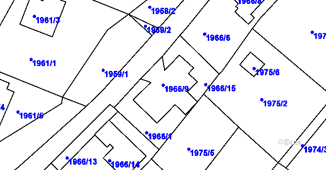 Parcela st. 1966/9 v KÚ Semily, Katastrální mapa