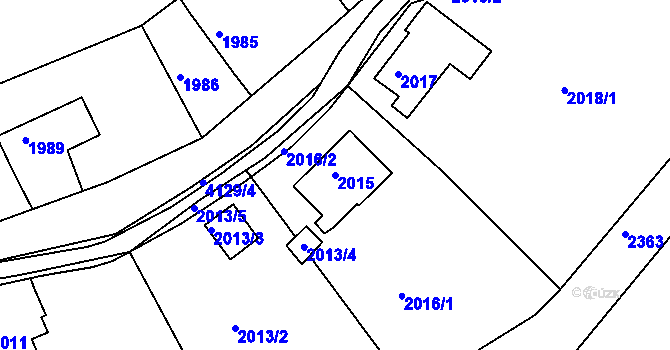 Parcela st. 2015 v KÚ Semily, Katastrální mapa