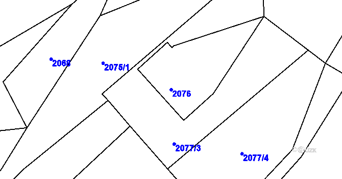 Parcela st. 2076 v KÚ Semily, Katastrální mapa
