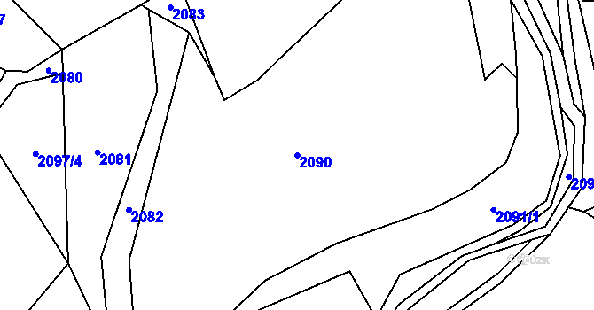 Parcela st. 2090 v KÚ Semily, Katastrální mapa
