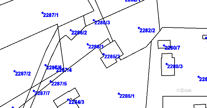 Parcela st. 2285/2 v KÚ Semily, Katastrální mapa