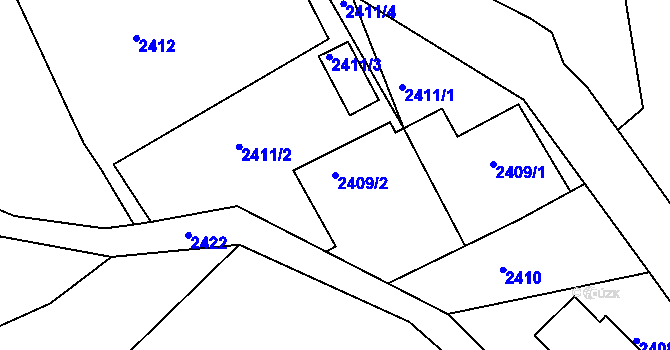 Parcela st. 2409/2 v KÚ Semily, Katastrální mapa