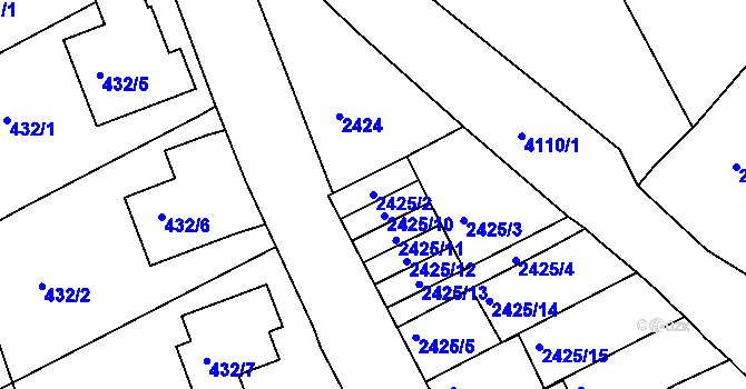 Parcela st. 2425/2 v KÚ Semily, Katastrální mapa