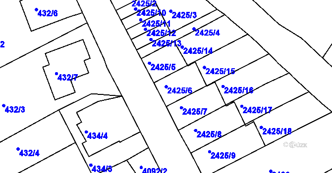 Parcela st. 2425/6 v KÚ Semily, Katastrální mapa