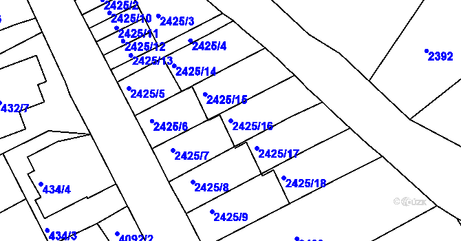 Parcela st. 2425/16 v KÚ Semily, Katastrální mapa