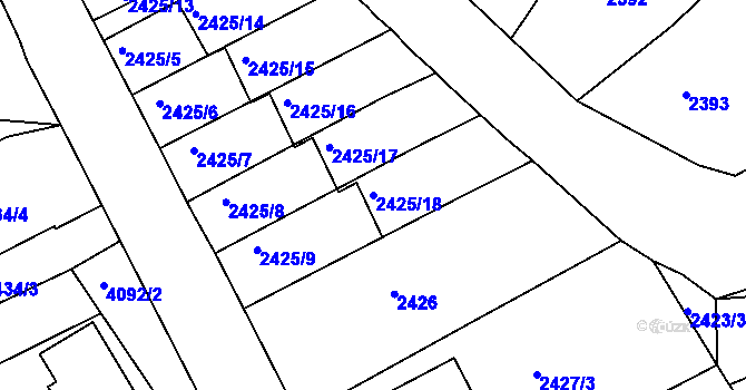 Parcela st. 2425/18 v KÚ Semily, Katastrální mapa