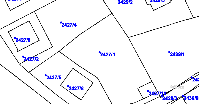 Parcela st. 2427/1 v KÚ Semily, Katastrální mapa