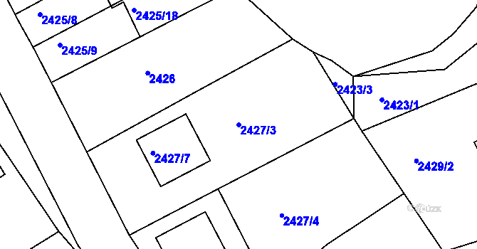 Parcela st. 2427/3 v KÚ Semily, Katastrální mapa