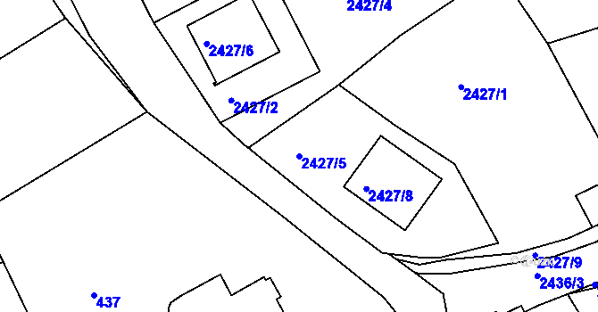 Parcela st. 2427/5 v KÚ Semily, Katastrální mapa