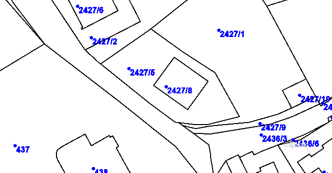 Parcela st. 2427/8 v KÚ Semily, Katastrální mapa