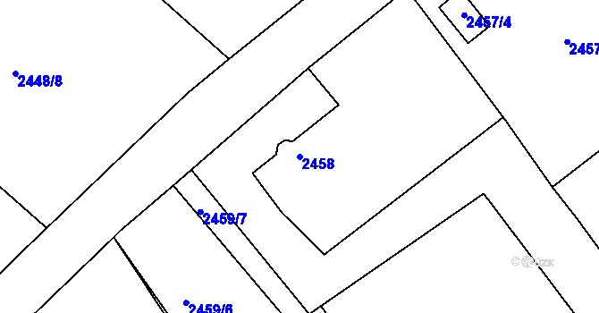 Parcela st. 2458 v KÚ Semily, Katastrální mapa