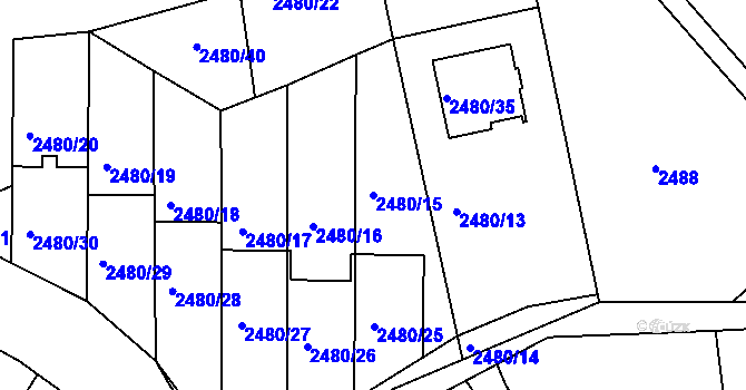 Parcela st. 2480/15 v KÚ Semily, Katastrální mapa