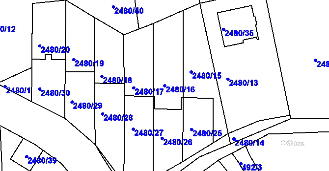 Parcela st. 2480/16 v KÚ Semily, Katastrální mapa