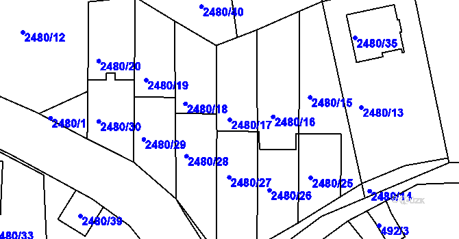 Parcela st. 2480/17 v KÚ Semily, Katastrální mapa