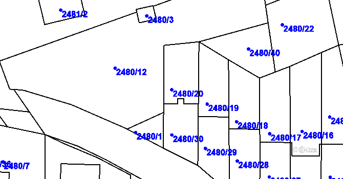 Parcela st. 2480/20 v KÚ Semily, Katastrální mapa