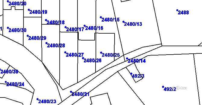 Parcela st. 2480/25 v KÚ Semily, Katastrální mapa