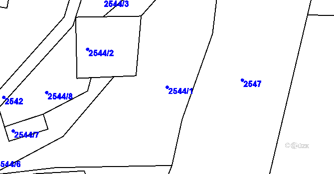 Parcela st. 2544/1 v KÚ Semily, Katastrální mapa