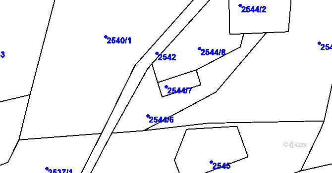 Parcela st. 2544/7 v KÚ Semily, Katastrální mapa