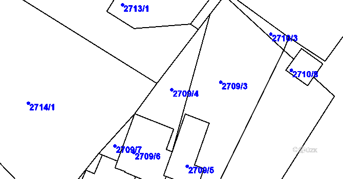 Parcela st. 2709/4 v KÚ Semily, Katastrální mapa