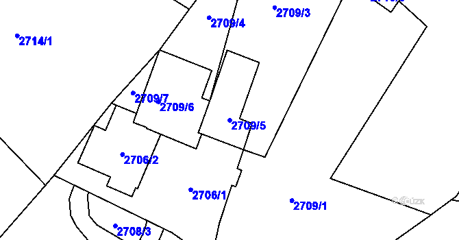 Parcela st. 2709/5 v KÚ Semily, Katastrální mapa