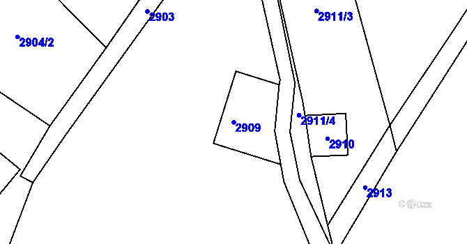 Parcela st. 2909 v KÚ Semily, Katastrální mapa