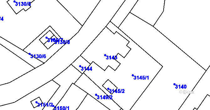 Parcela st. 3143 v KÚ Semily, Katastrální mapa