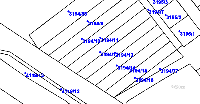 Parcela st. 3194/12 v KÚ Semily, Katastrální mapa