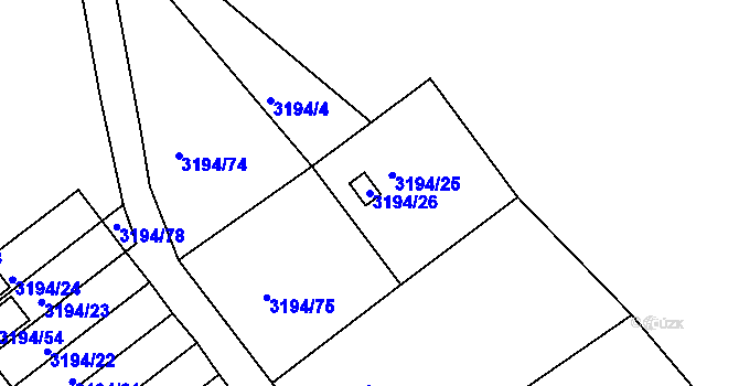 Parcela st. 3194/26 v KÚ Semily, Katastrální mapa