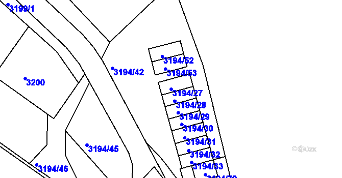 Parcela st. 3194/27 v KÚ Semily, Katastrální mapa