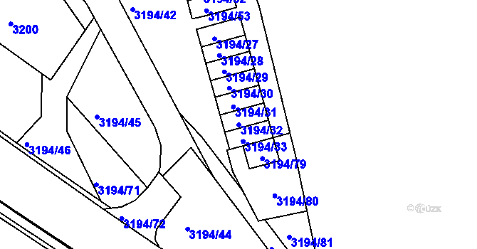 Parcela st. 3194/32 v KÚ Semily, Katastrální mapa