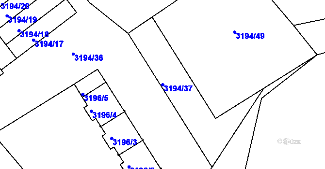 Parcela st. 3194/37 v KÚ Semily, Katastrální mapa