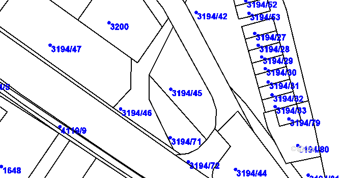 Parcela st. 3194/45 v KÚ Semily, Katastrální mapa