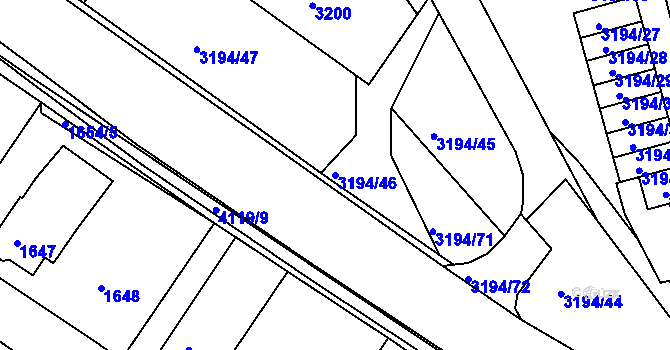 Parcela st. 3194/46 v KÚ Semily, Katastrální mapa