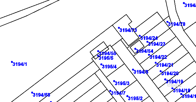 Parcela st. 3194/55 v KÚ Semily, Katastrální mapa