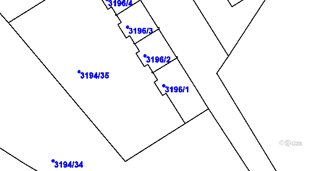 Parcela st. 3196/1 v KÚ Semily, Katastrální mapa