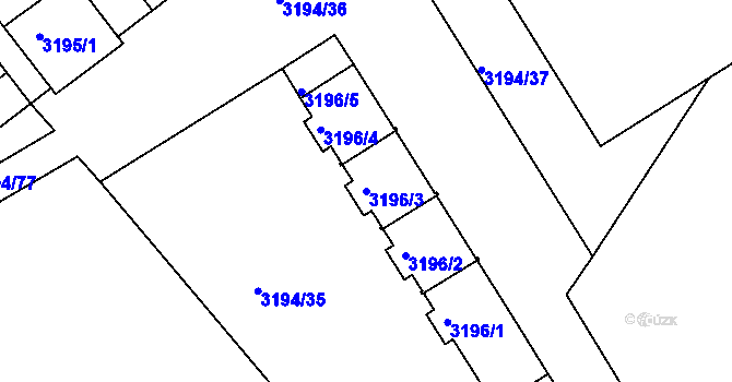 Parcela st. 3196/3 v KÚ Semily, Katastrální mapa