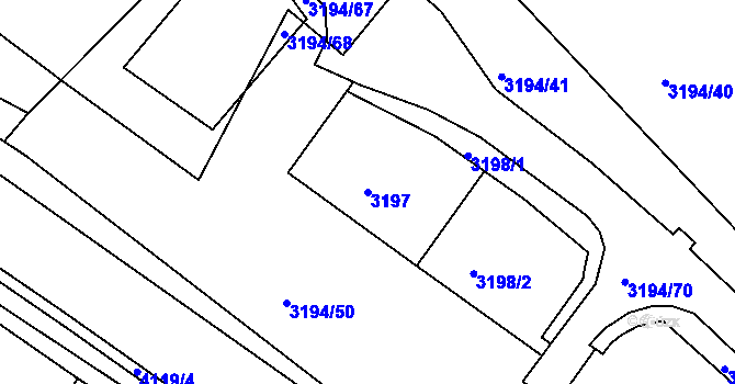 Parcela st. 3197 v KÚ Semily, Katastrální mapa