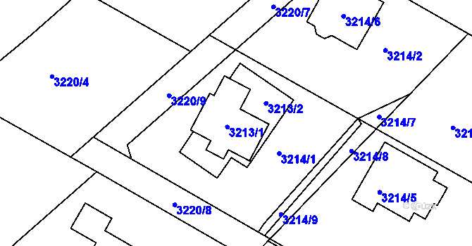 Parcela st. 3213 v KÚ Semily, Katastrální mapa