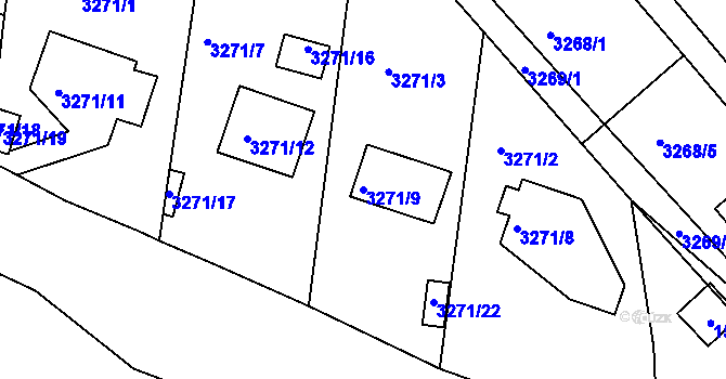 Parcela st. 3271/9 v KÚ Semily, Katastrální mapa