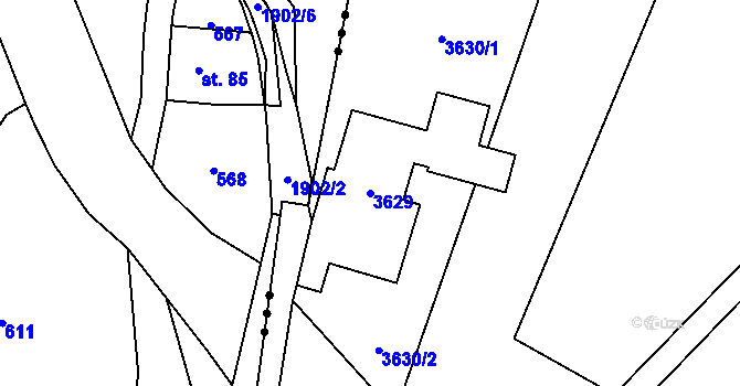 Parcela st. 3629 v KÚ Semily, Katastrální mapa