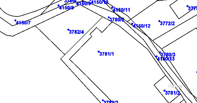 Parcela st. 3781/1 v KÚ Semily, Katastrální mapa