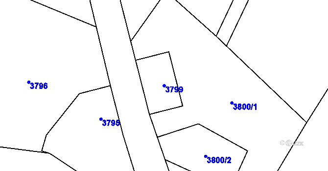Parcela st. 3799 v KÚ Semily, Katastrální mapa